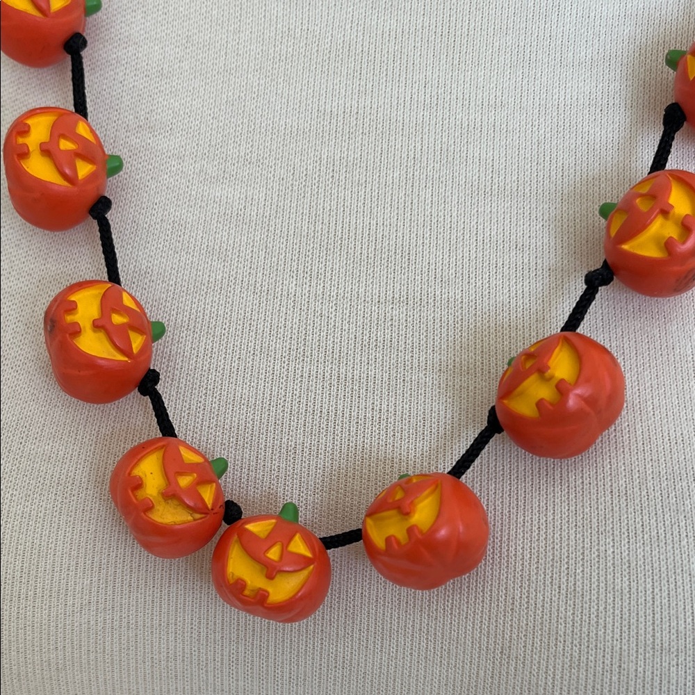 Pumpkin Bead Necklace - Orange and Black - Picture 2 of 3